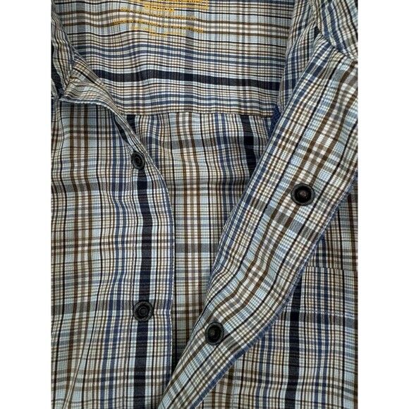 5.11 Tactical Mens Shirt Medium Blue Plaid Short Sleeve Button Up Pocket Inside - Picture 4 of 11